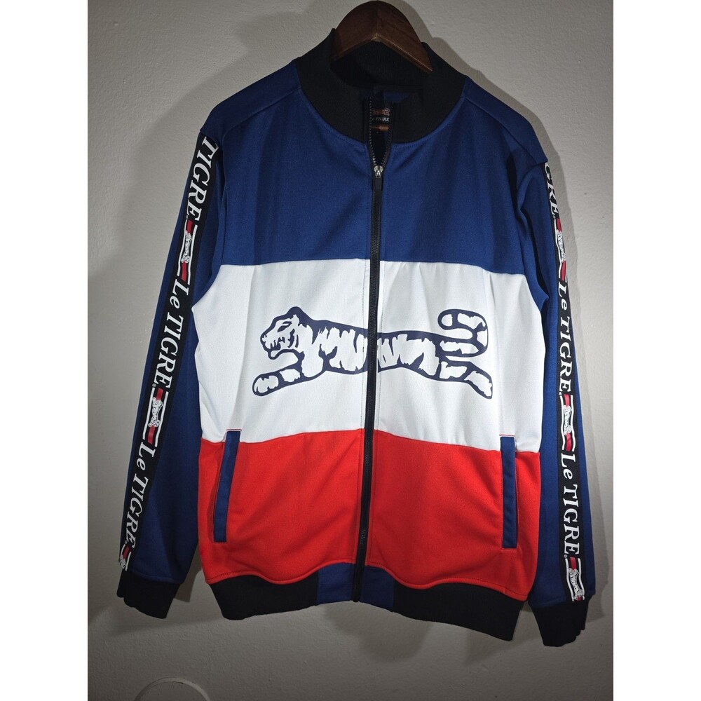 Le Tigre Men’s Size L Red/White/Blue Full Zip Retro 80s Style Track Jacket